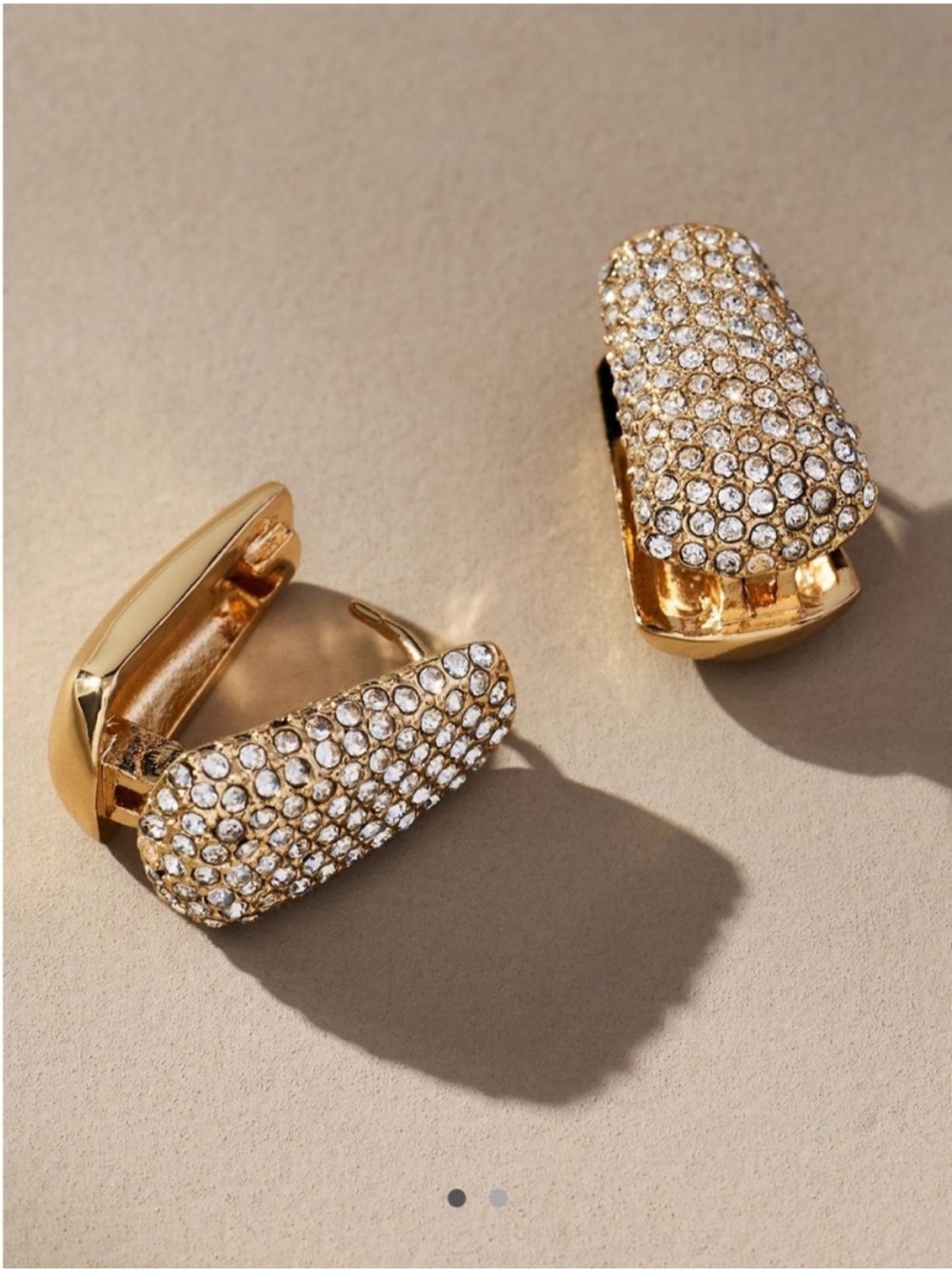 New! Anthropologie Gold Plated Crystal Huggie Hoop Earrings (4021)